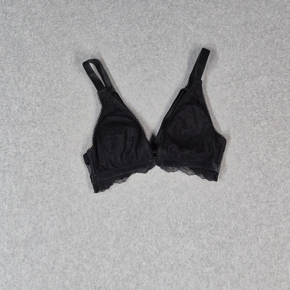 Victoria's Secret Women Bra XS Black Bralette Wireless Lace Strap‎ Unlined